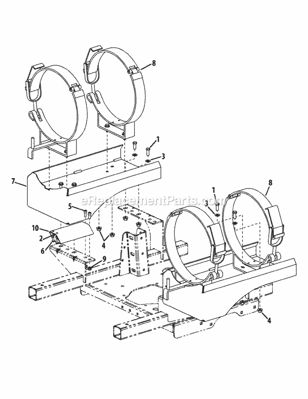 Fuel Tank Bracket Assembly Diagram and Parts List for S7237-KW 53AP8DU8750 Cub Cadet Sprayer